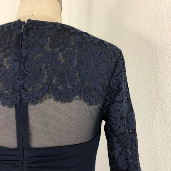 BA Nites Sheer Sweatheart Bust Lace Floral Ruched Evening Ball Floor Length Gown - Picture 6 of 11